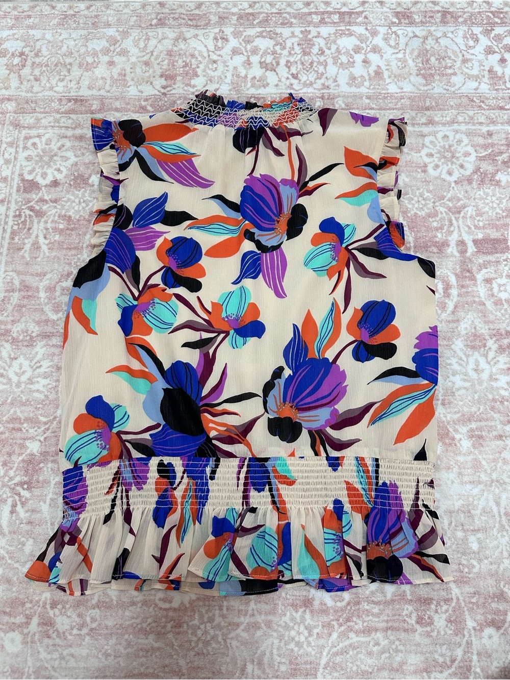 J CREW🪻Watercolor Chiffon Smocked Blouse - Picture 11 of 11